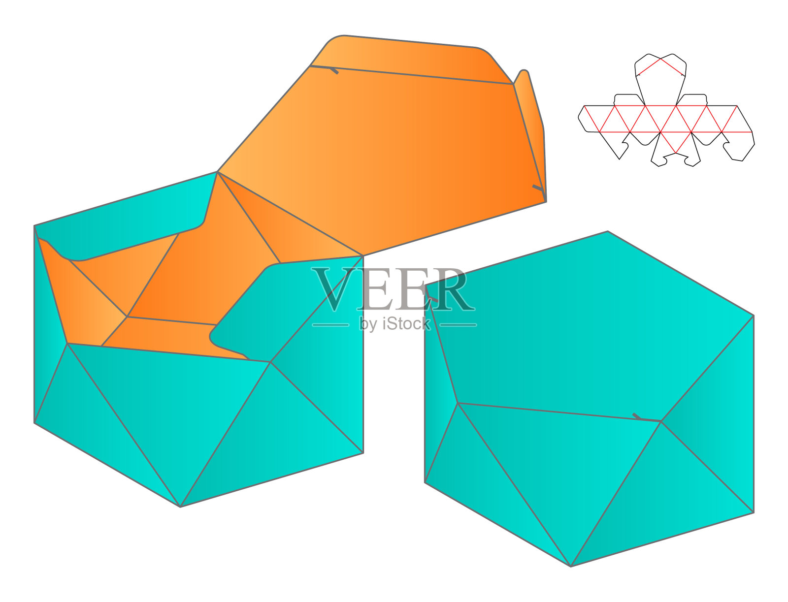 盒包装模切模板设计3d模型设计元素图片