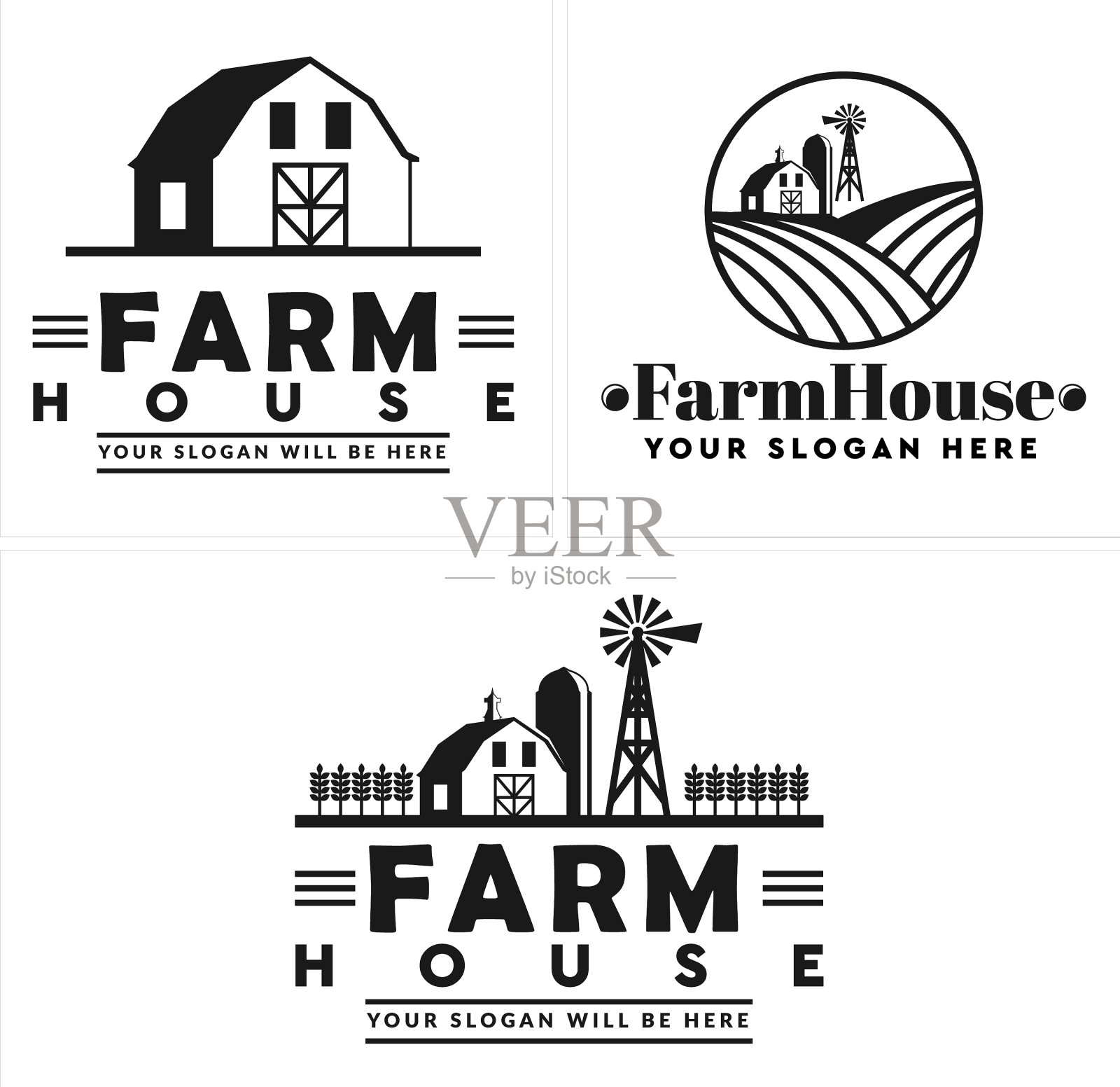 复古农场徽章标志设计插画图片素材