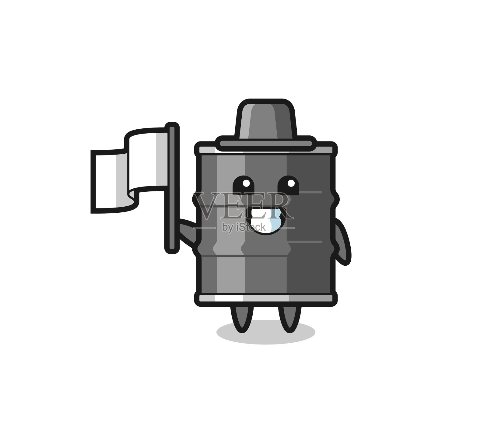 卡通人物油桶举旗设计元素图片