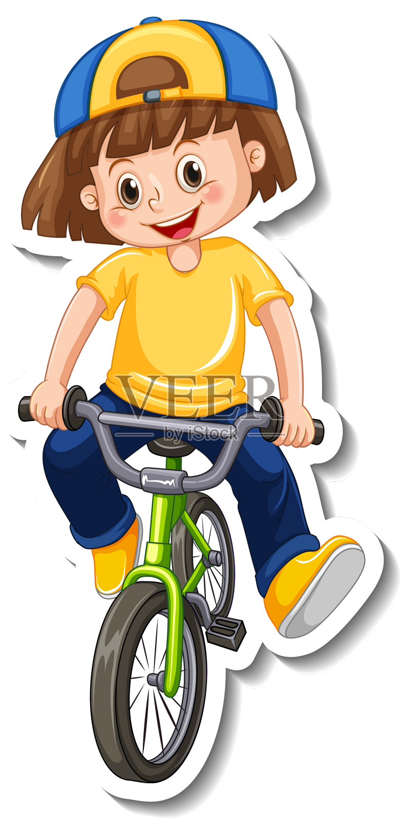 贴一个女孩骑自行车的模板设计元素图片