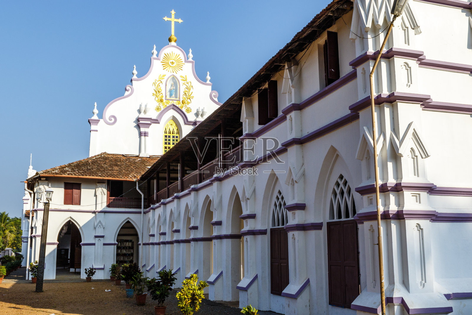 圣托马斯教堂的正面在Palayur (Palayoor)在印度南部喀拉拉邦的thrisur区，亚洲照片摄影图片