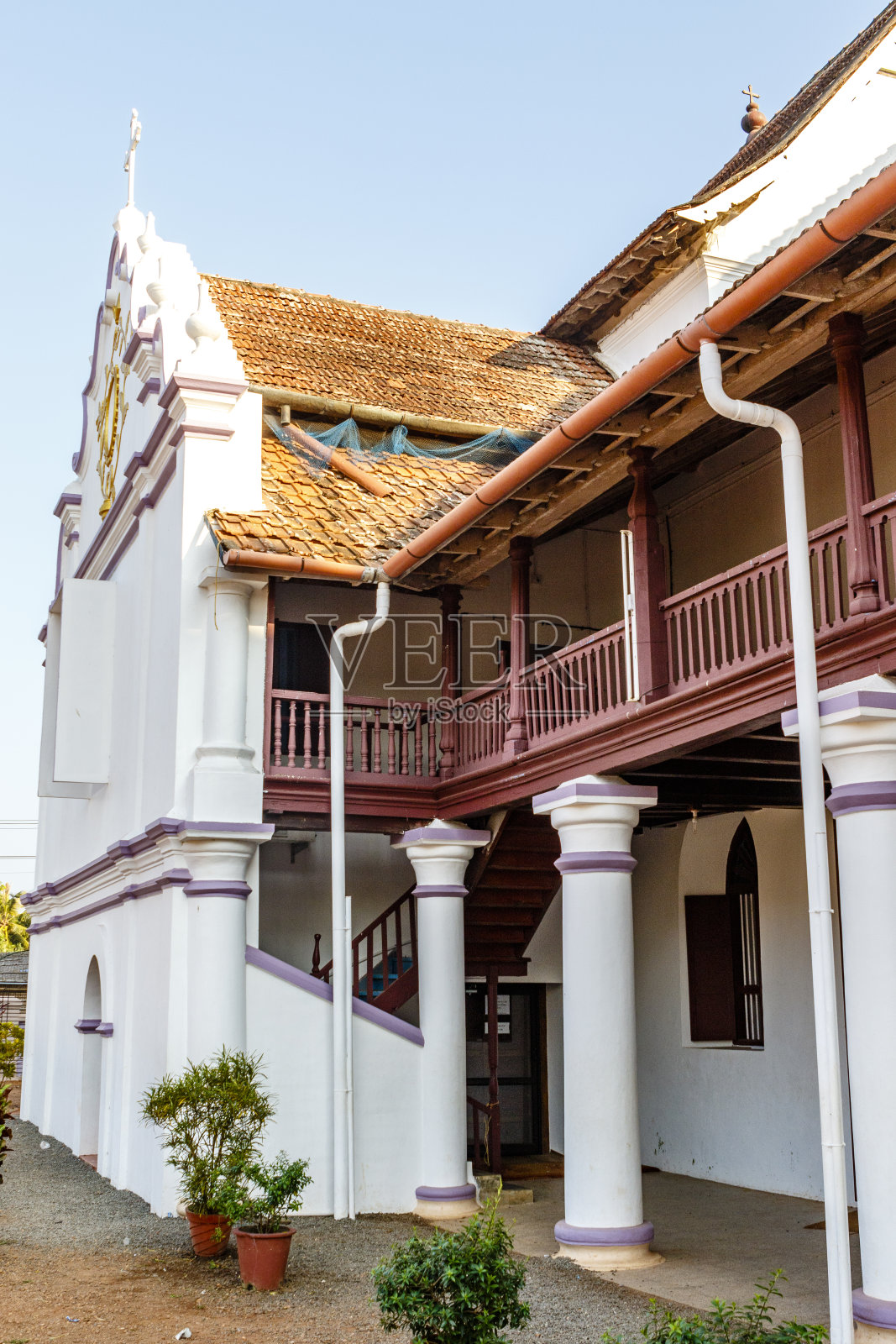 圣托马斯教堂的正面在Palayur (Palayoor)在印度南部喀拉拉邦的thrisur区，亚洲照片摄影图片