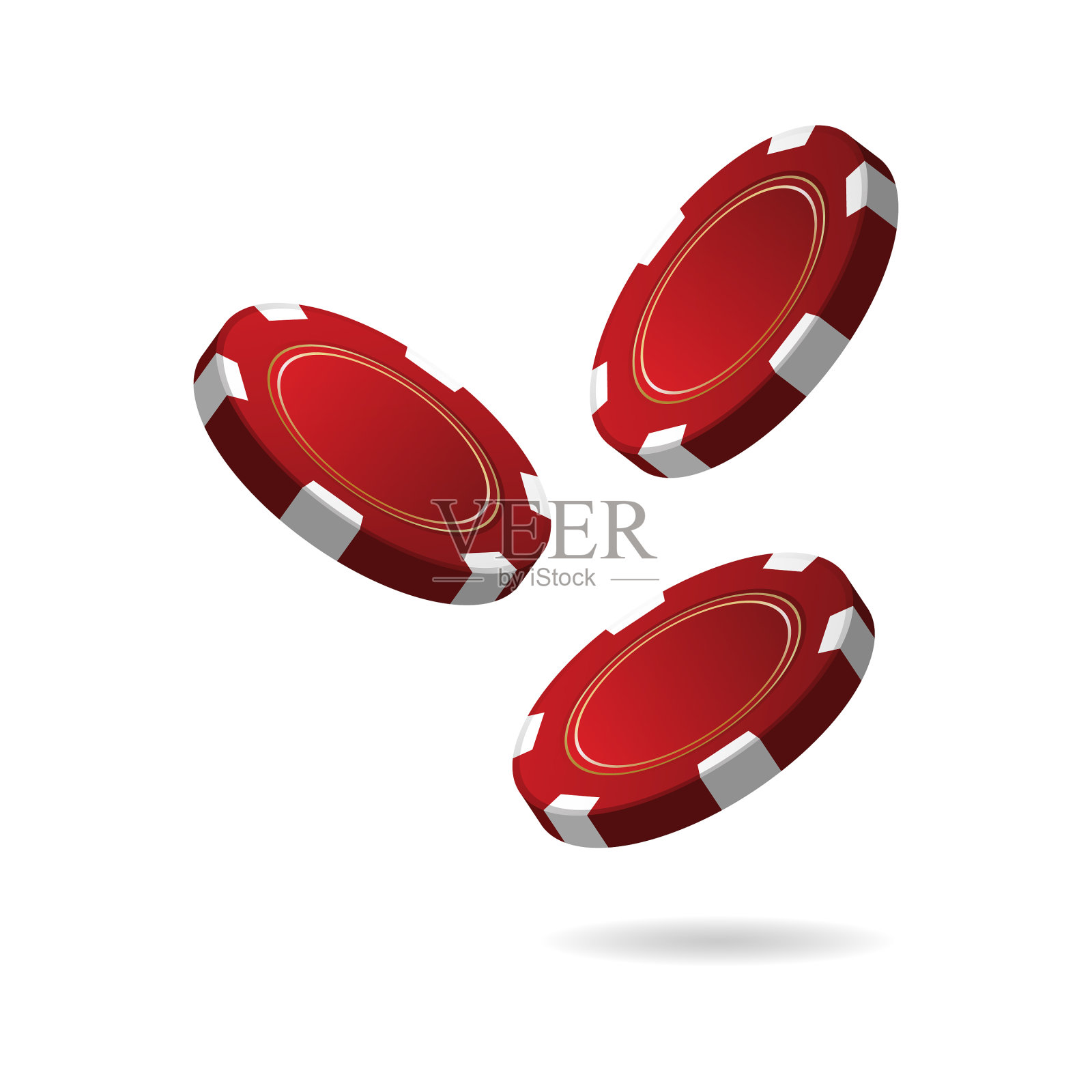 扑克或轮盘赌用的红色哑光赌场筹码插画图片素材