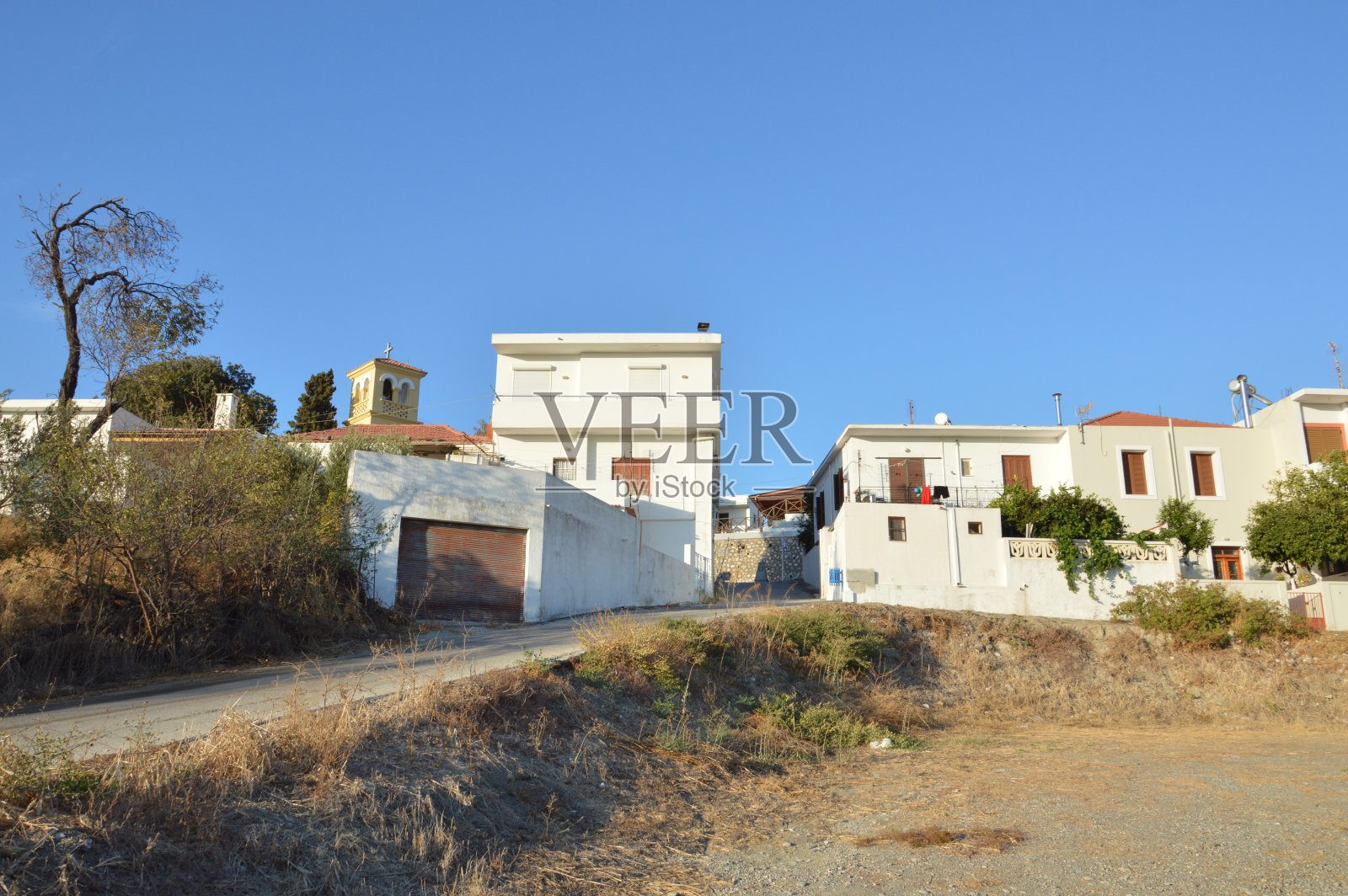 希腊罗德斯岛上的神学家村庄的传统建筑照片摄影图片