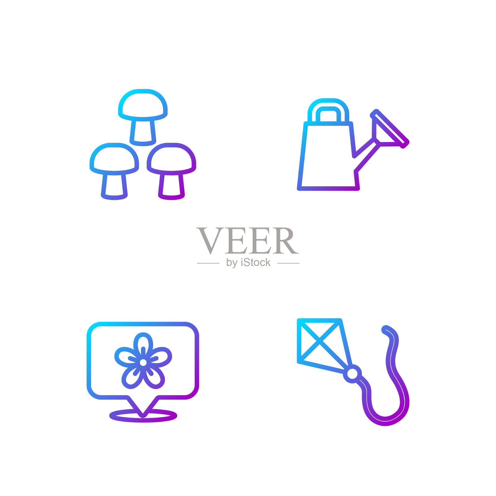 风筝位置设线用花和蘑菇图标素材