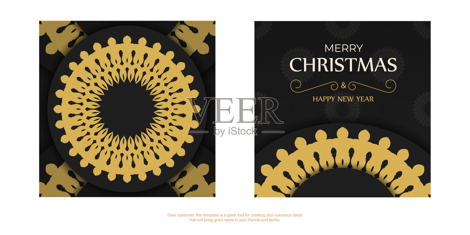 圣诞宣传册:圣诞快乐，黑色，橘色装饰设计模板素材