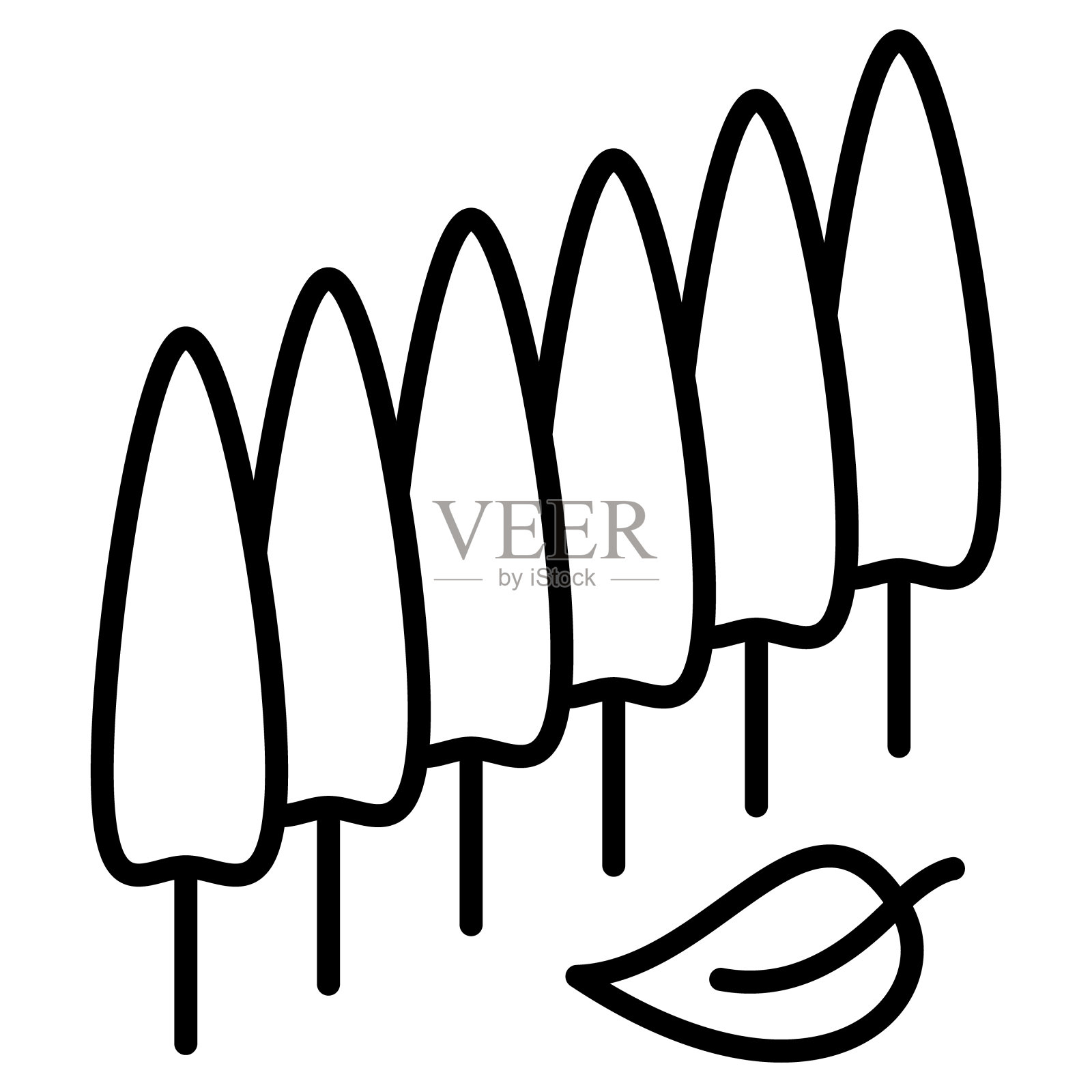 森林，公园，小巷，自然领地，落叶。环保，环境永续。一年的时间是秋天。矢量图标，轮廓，孤立。插画图片素材