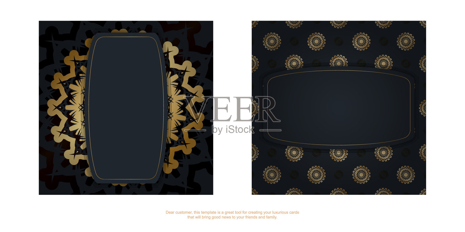 你的品牌的黑色复古金色图案小册子。插画图片素材