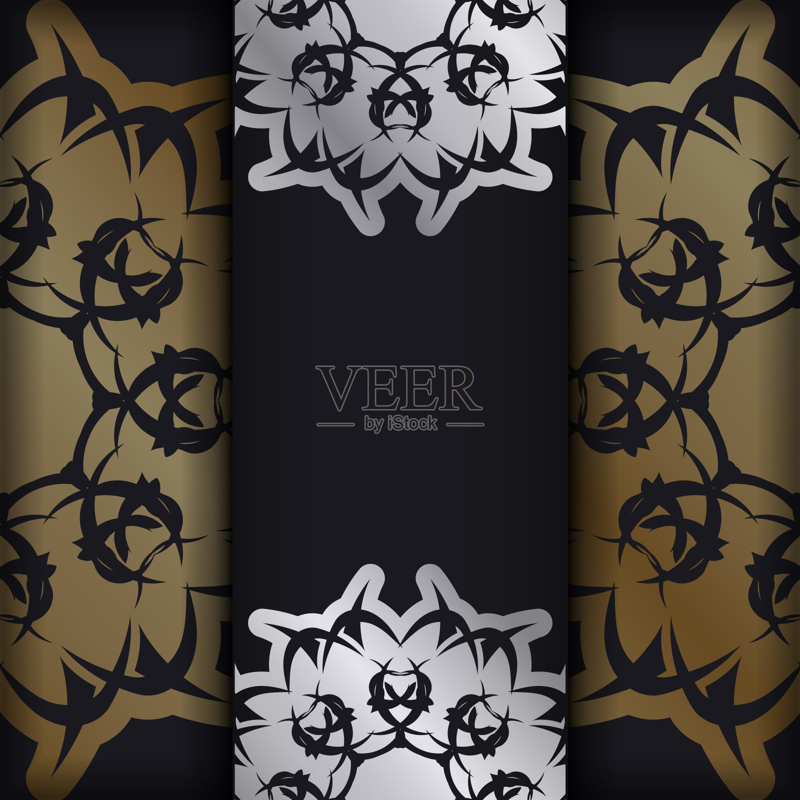 祝贺传单在黑色与古董黄金图案祝贺你。插画图片素材