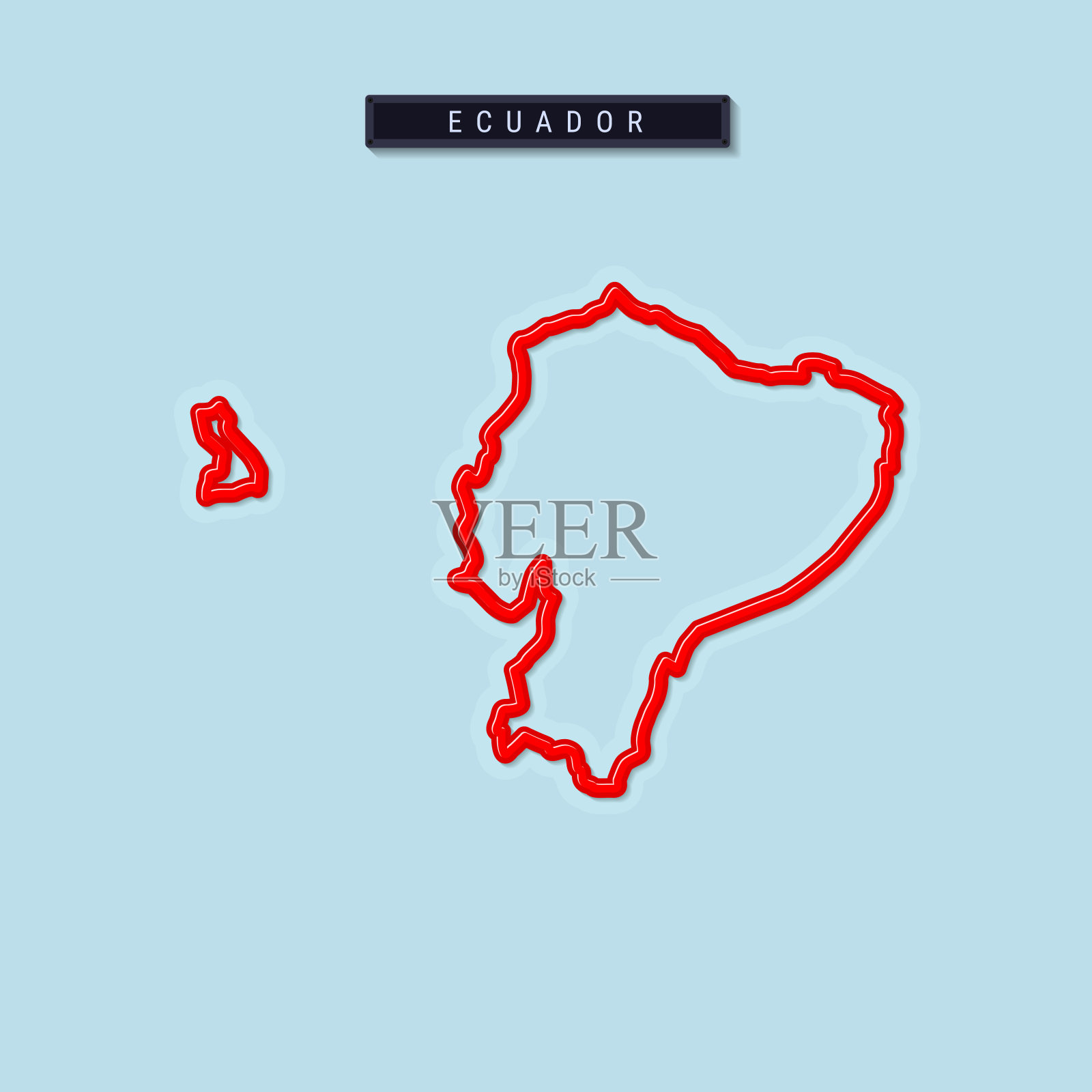 厄瓜多尔粗体轮廓地图。矢量图插画图片素材