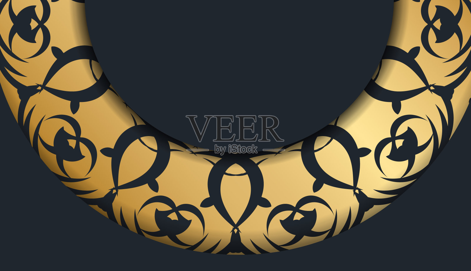 横幅的黑色与抽象的黄金装饰下的设计您的标志插画图片素材