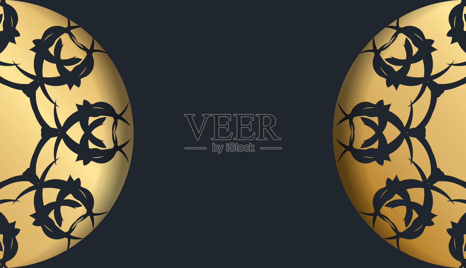 贺卡在黑色与希腊金饰为您的设计。插画图片素材