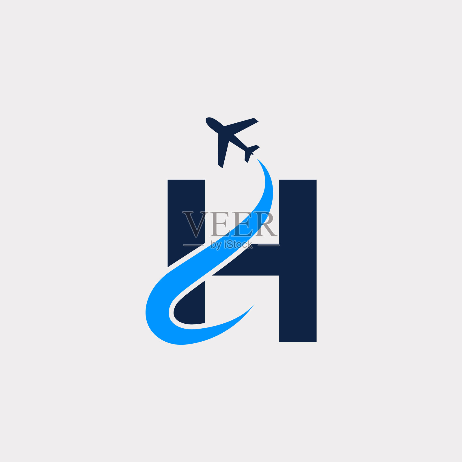 创意首字母h航空旅行标志设计插画图片素材