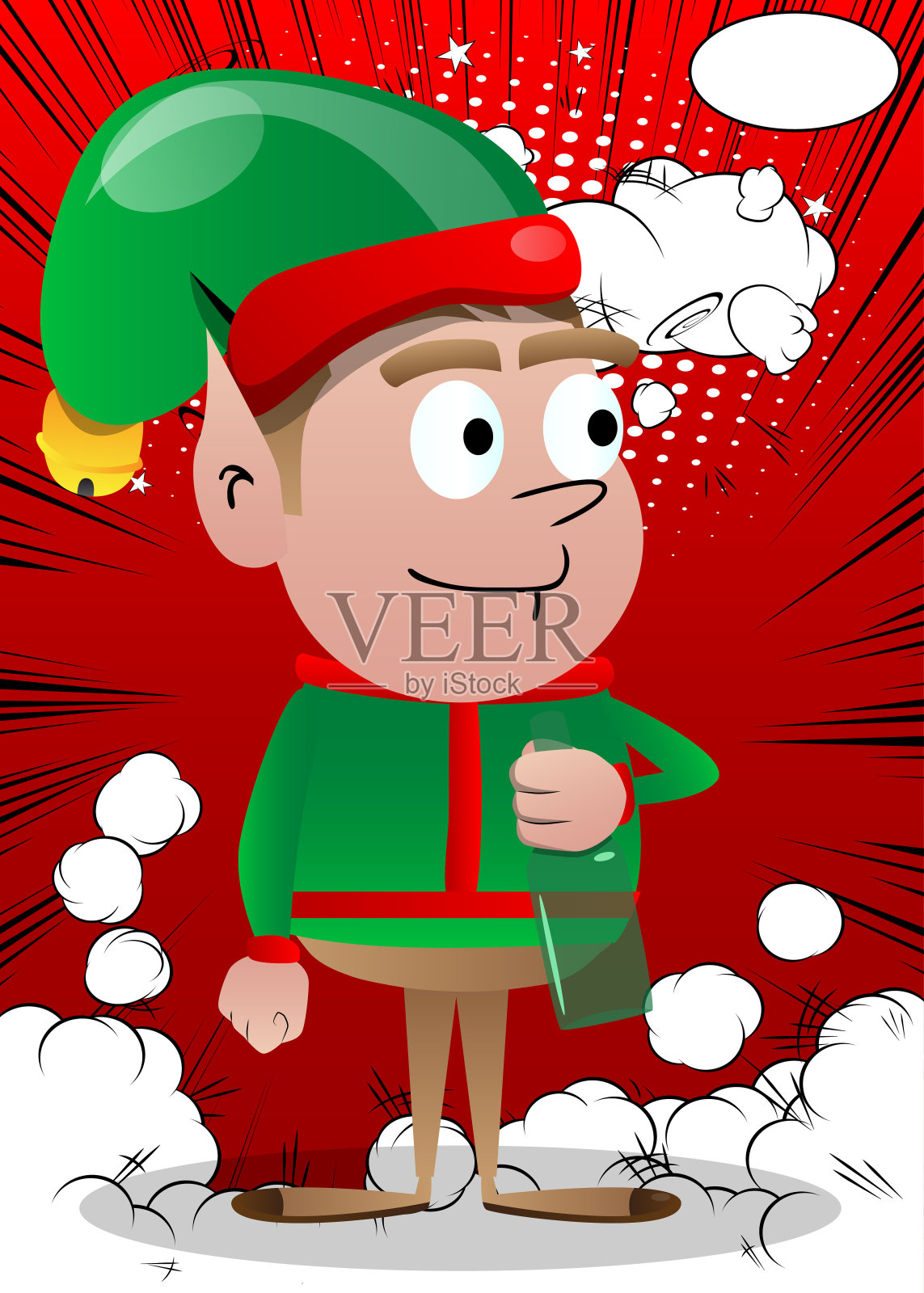 圣诞精灵拿着瓶子。设计元素图片