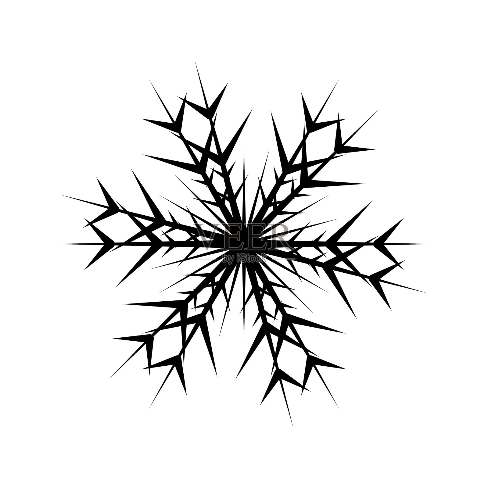 简单的雪花黑色线条插画图片素材