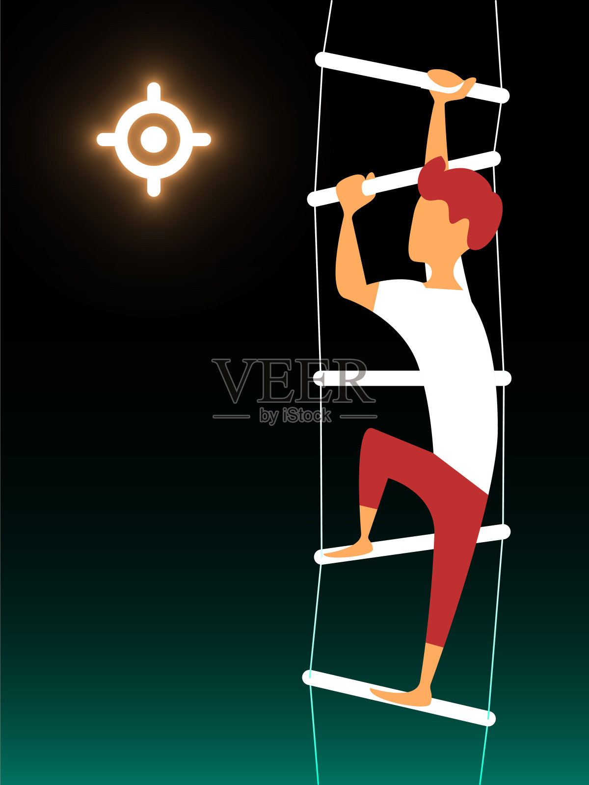 向量爬梯在梯度风格。可编辑的图片插画图片素材