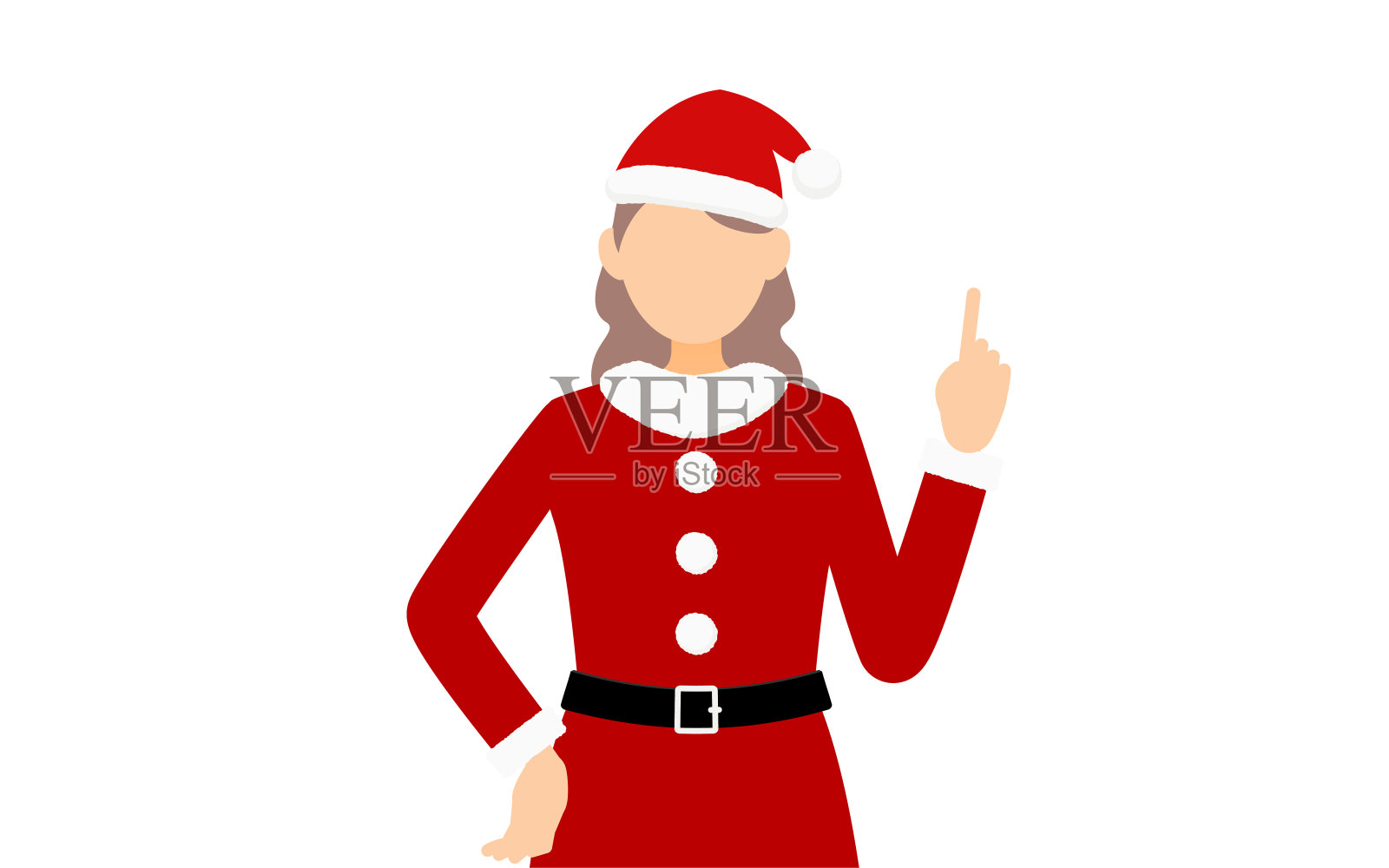 圣诞老人中的女人举起食指插画图片素材