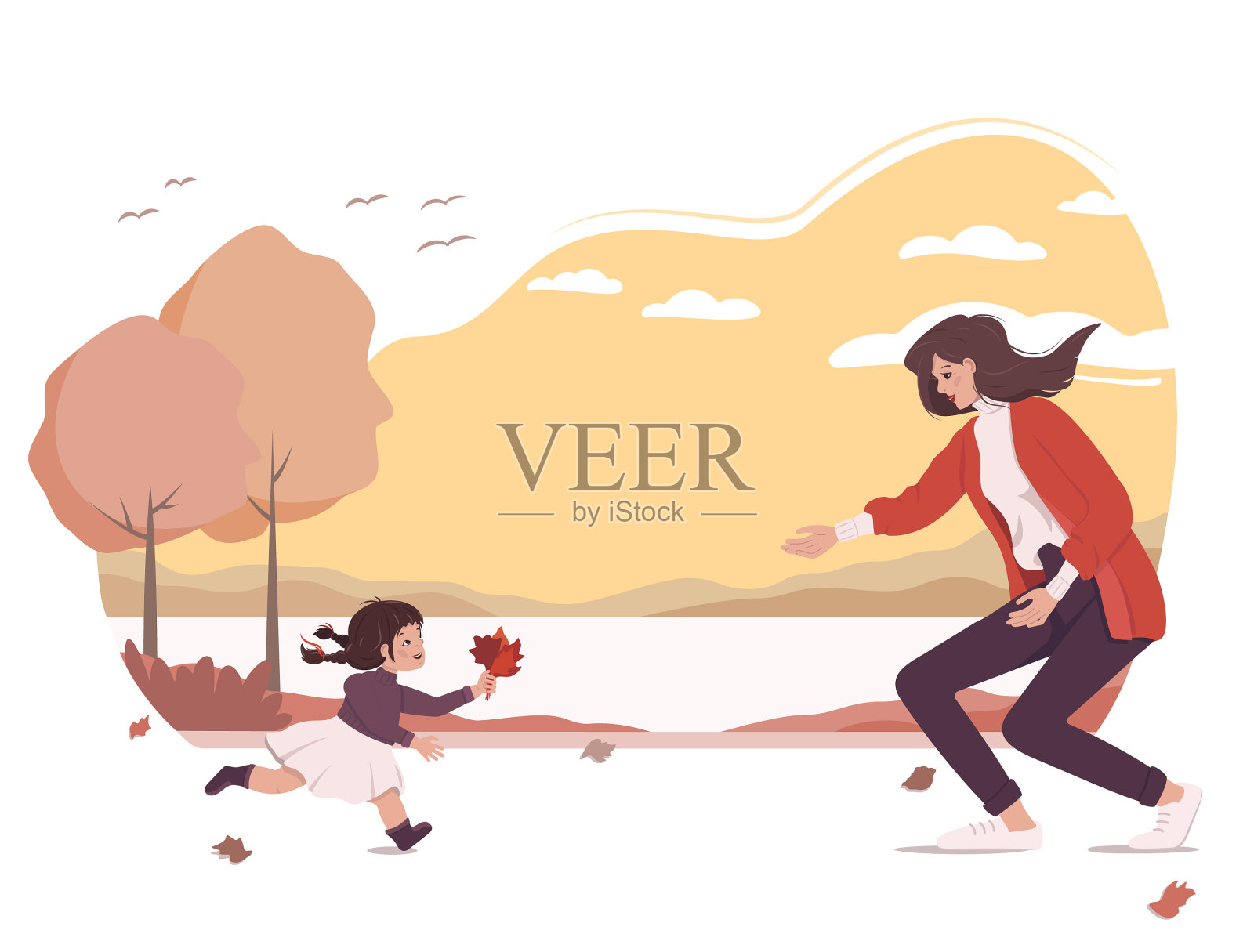 快乐的女儿给妈妈带来了一束设计元素图片