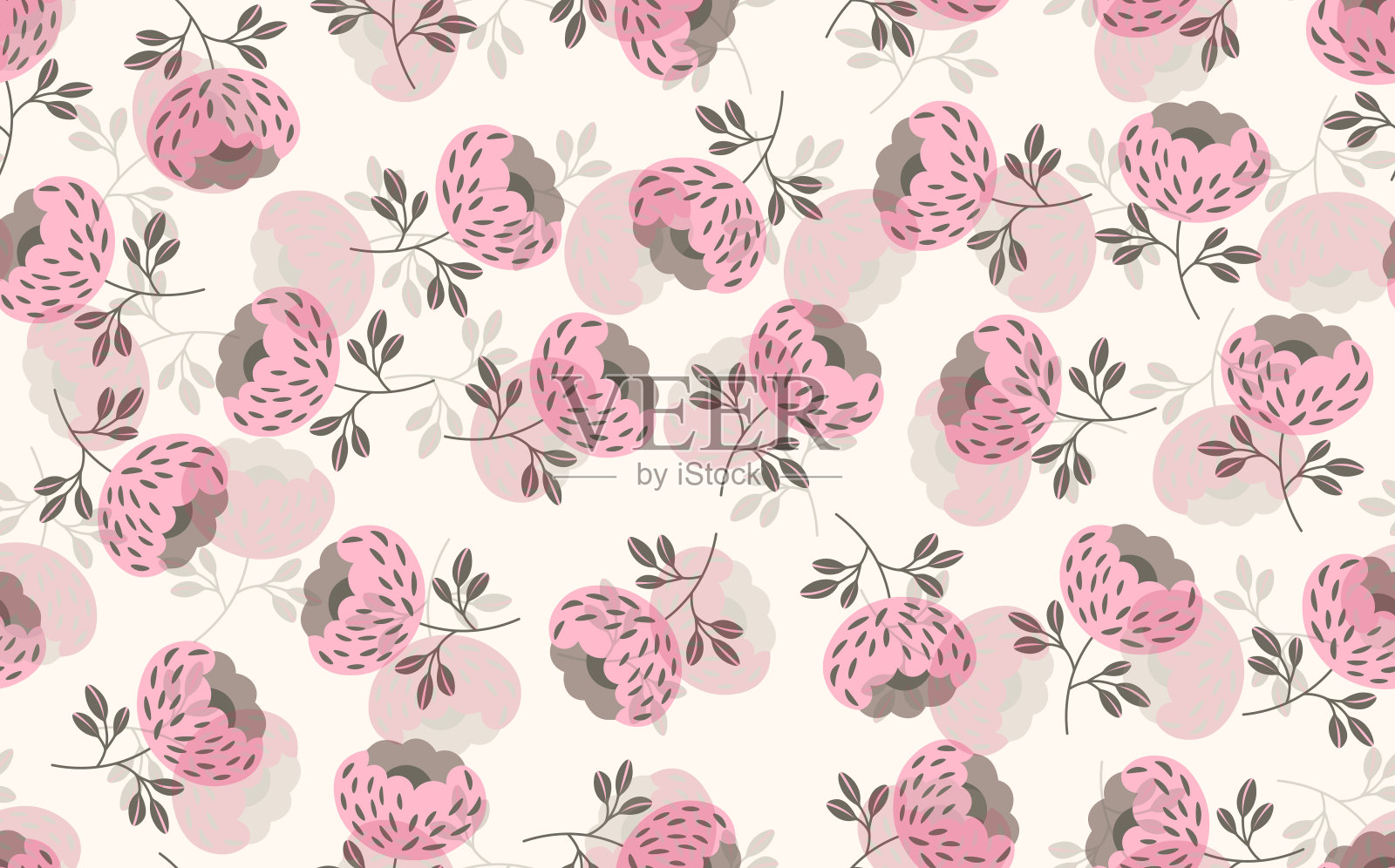 无缝花卉图案以传统民间艺术装饰为基础。色彩鲜艳的花朵在浅色背景上。北欧风格。瑞典北欧风格。矢量插图。简单的简约的模式插画图片素材