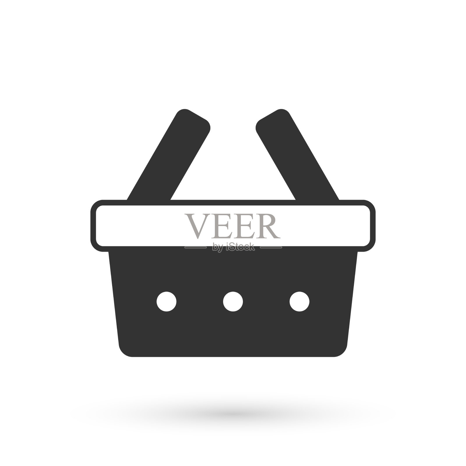 灰色的购物篮图标孤立在白色上图标素材