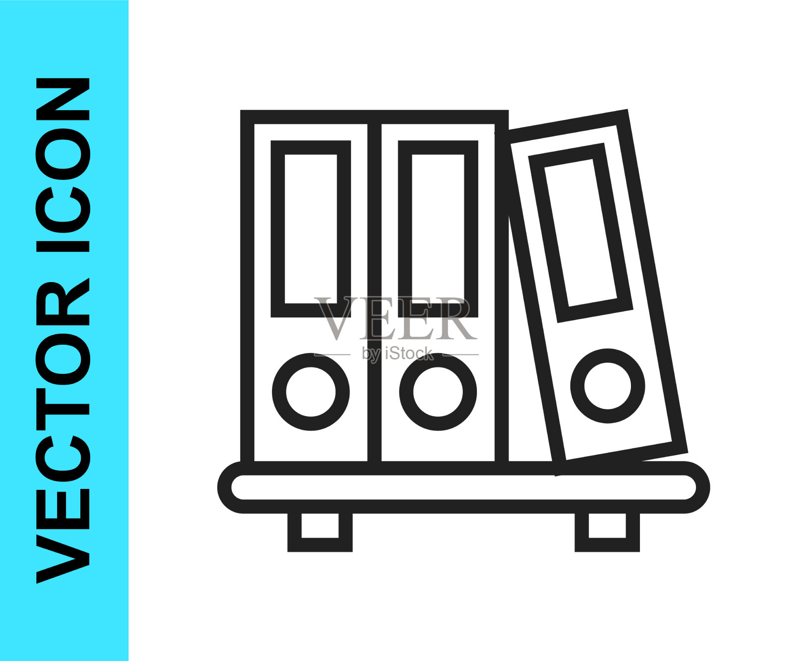 黑线办公文件夹和文件图标素材