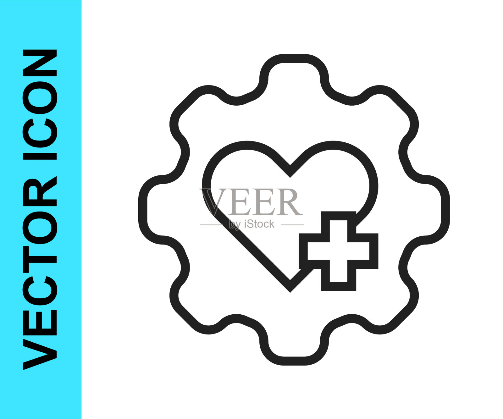 黑线心与十字图标隔离上图标素材