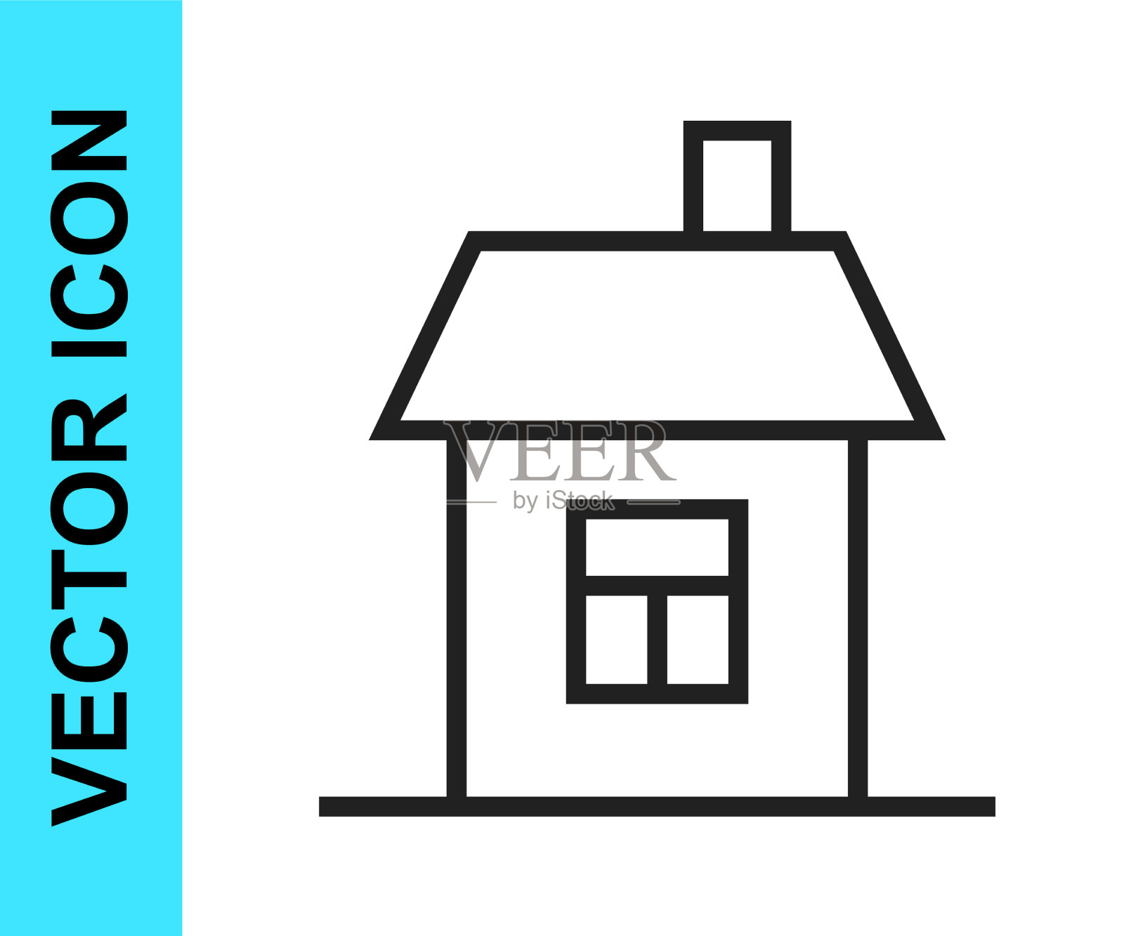 黑线房屋图标孤立在白色背景图标素材