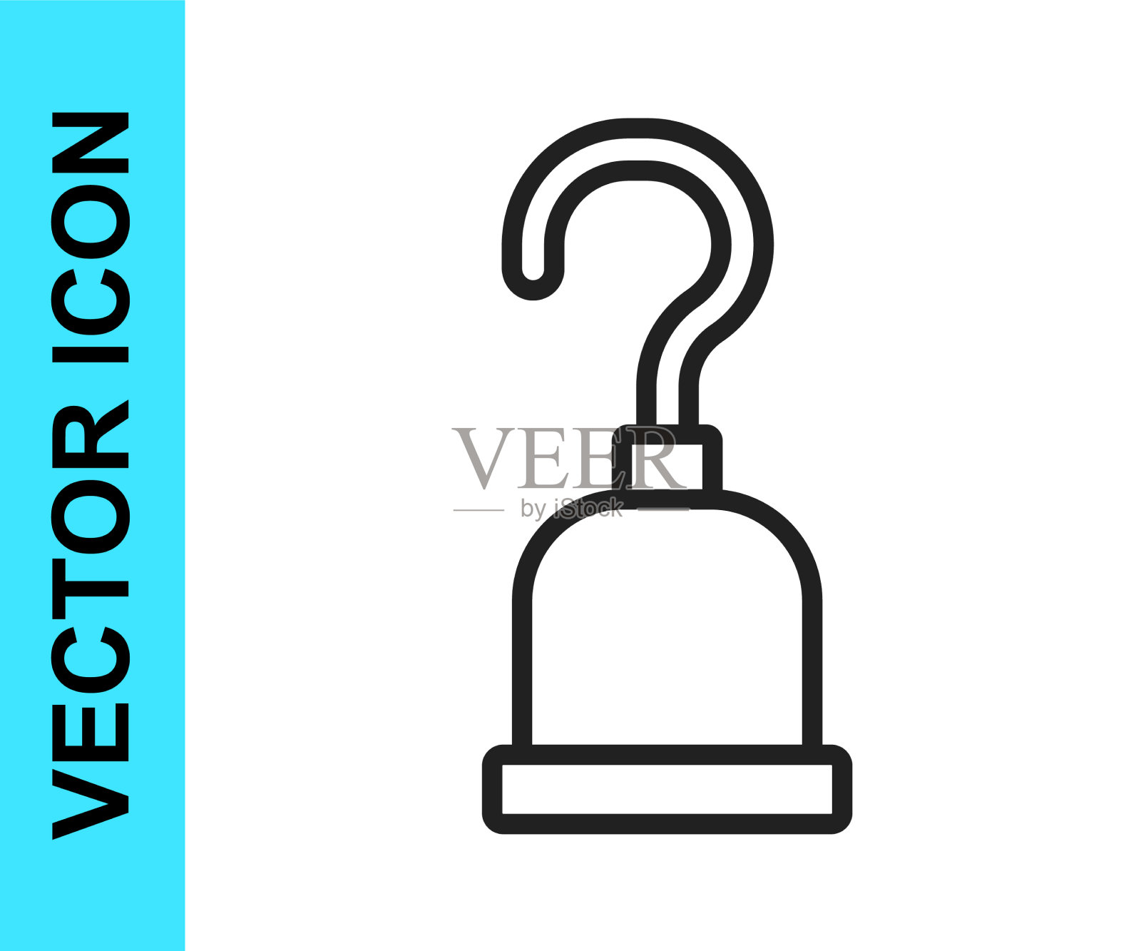 黑线海盗钩图标孤立在白色图标素材