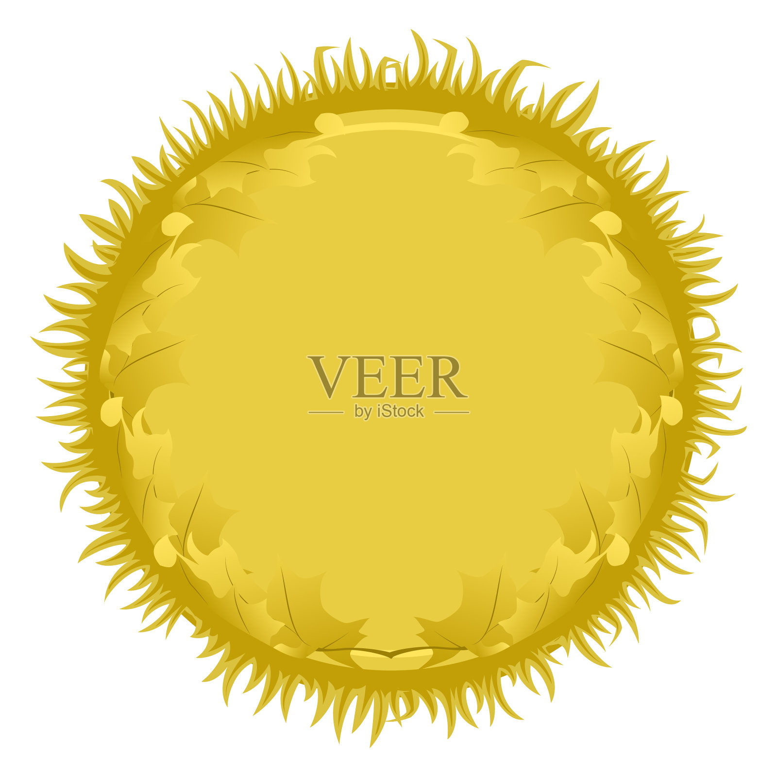 草和树叶的圆形框架插画图片素材