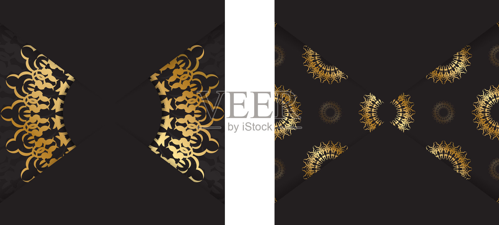 明信片模板在黑色与金色豪华插画图片素材