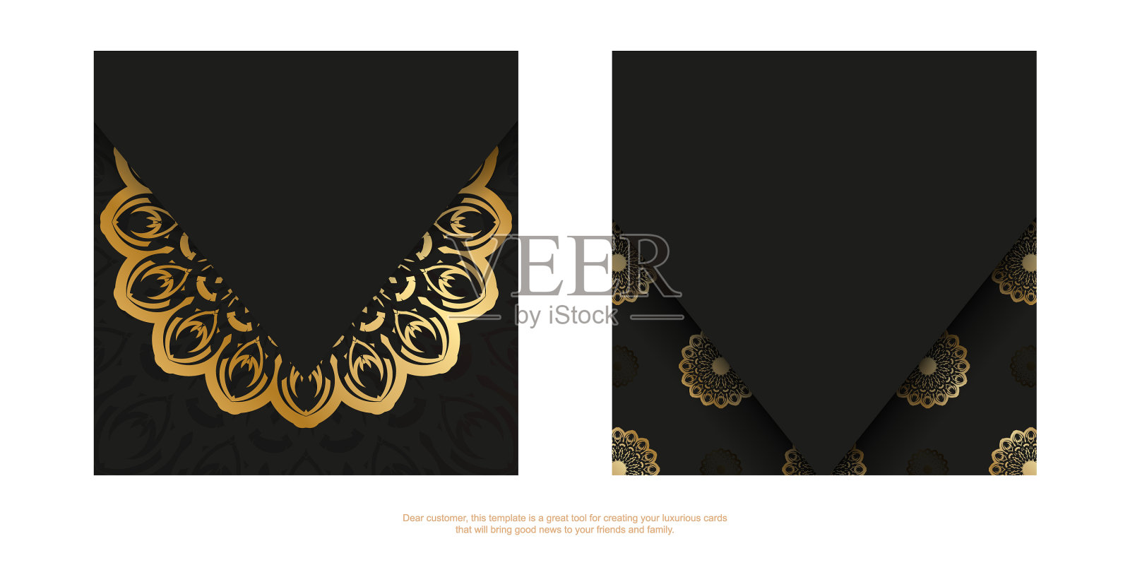 黑色问候手册模板与金色插画图片素材