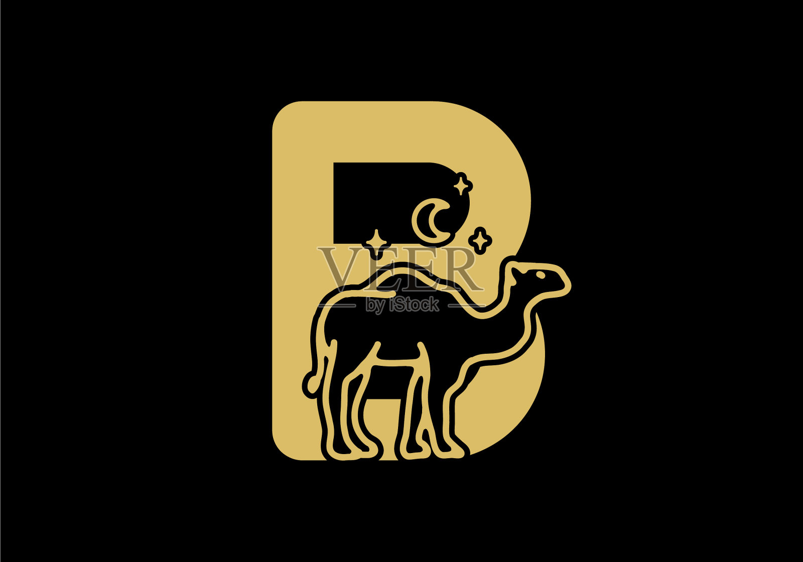 首字母棕色，驼色插画图片素材