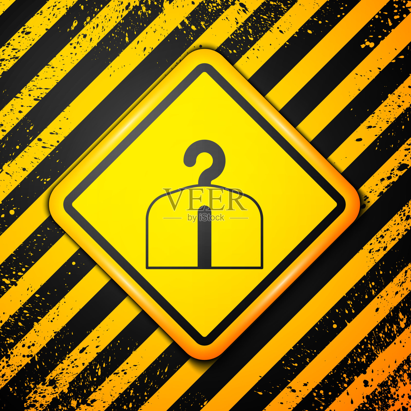 黑色衣架衣柜图标孤立在黄色插画图片素材