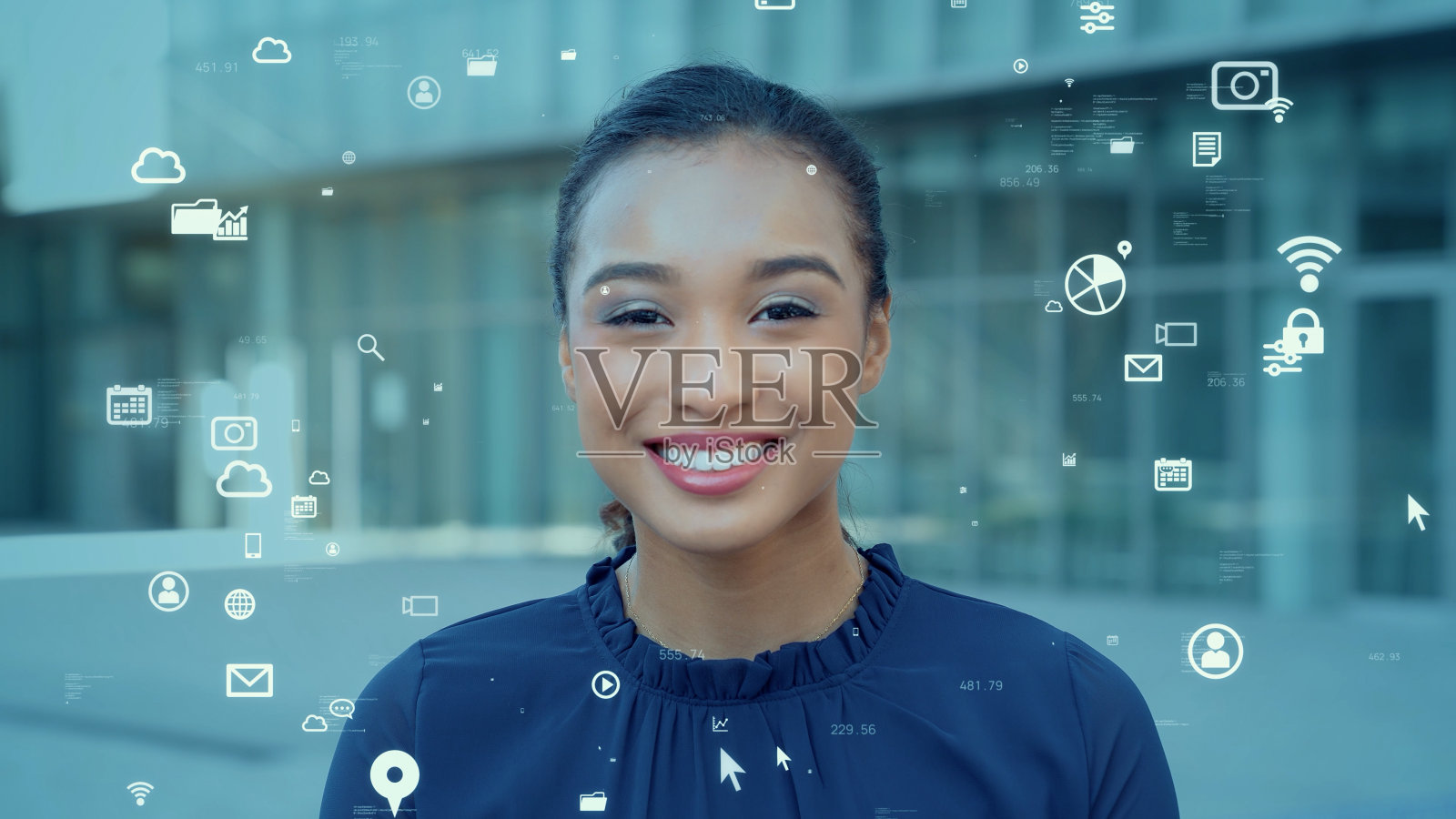 人与技术的概念。人力资源。通信网络。照片摄影图片