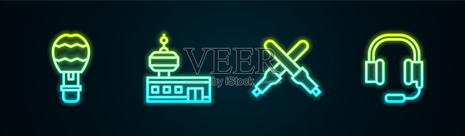 设线热气球机场控制塔插画图片素材