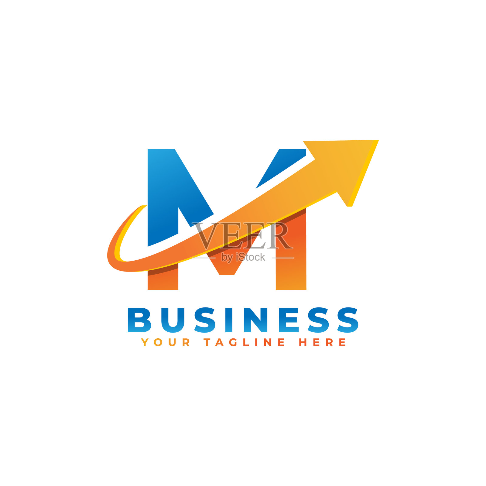 字母m加上向上的箭头标志设计插画图片素材