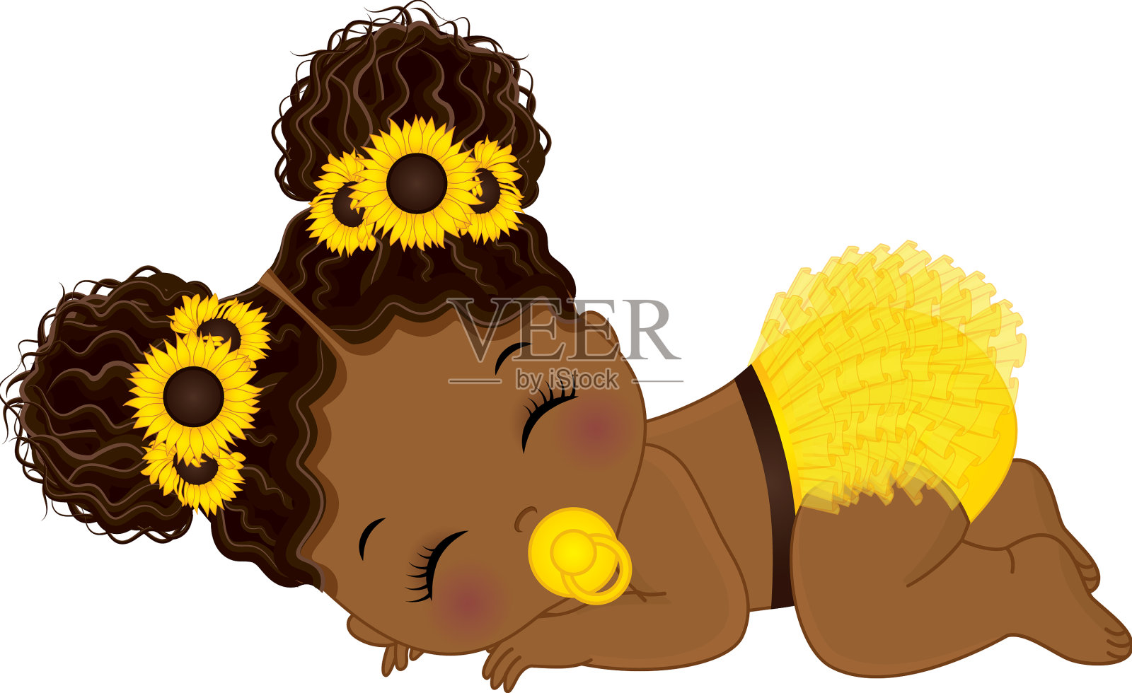 可爱的非裔美国小女孩设计元素图片