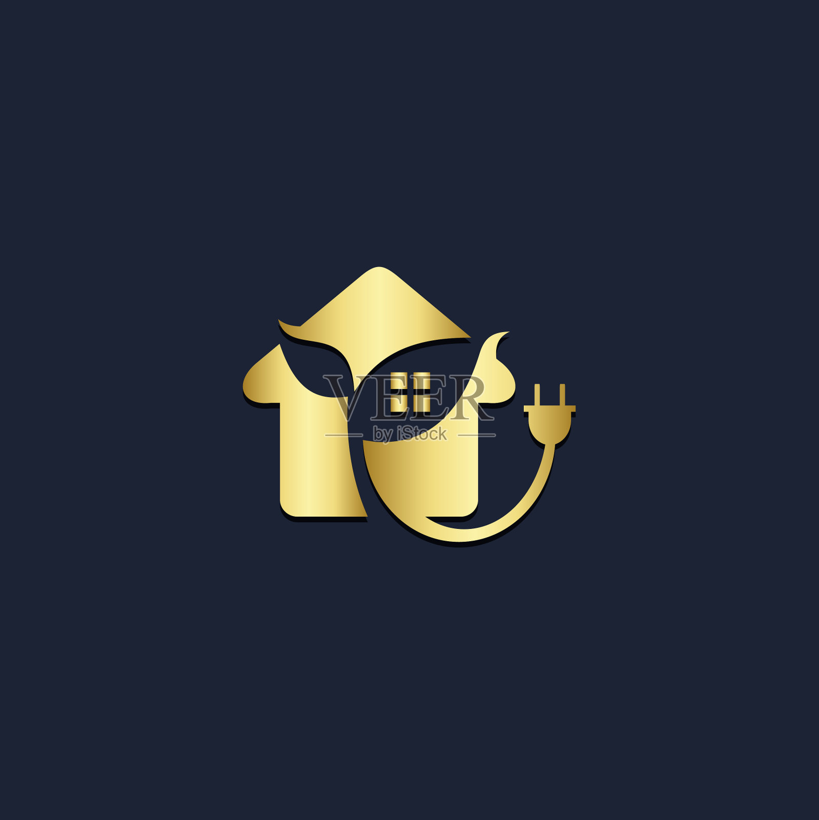 家生态能源叶金色标志图标素材