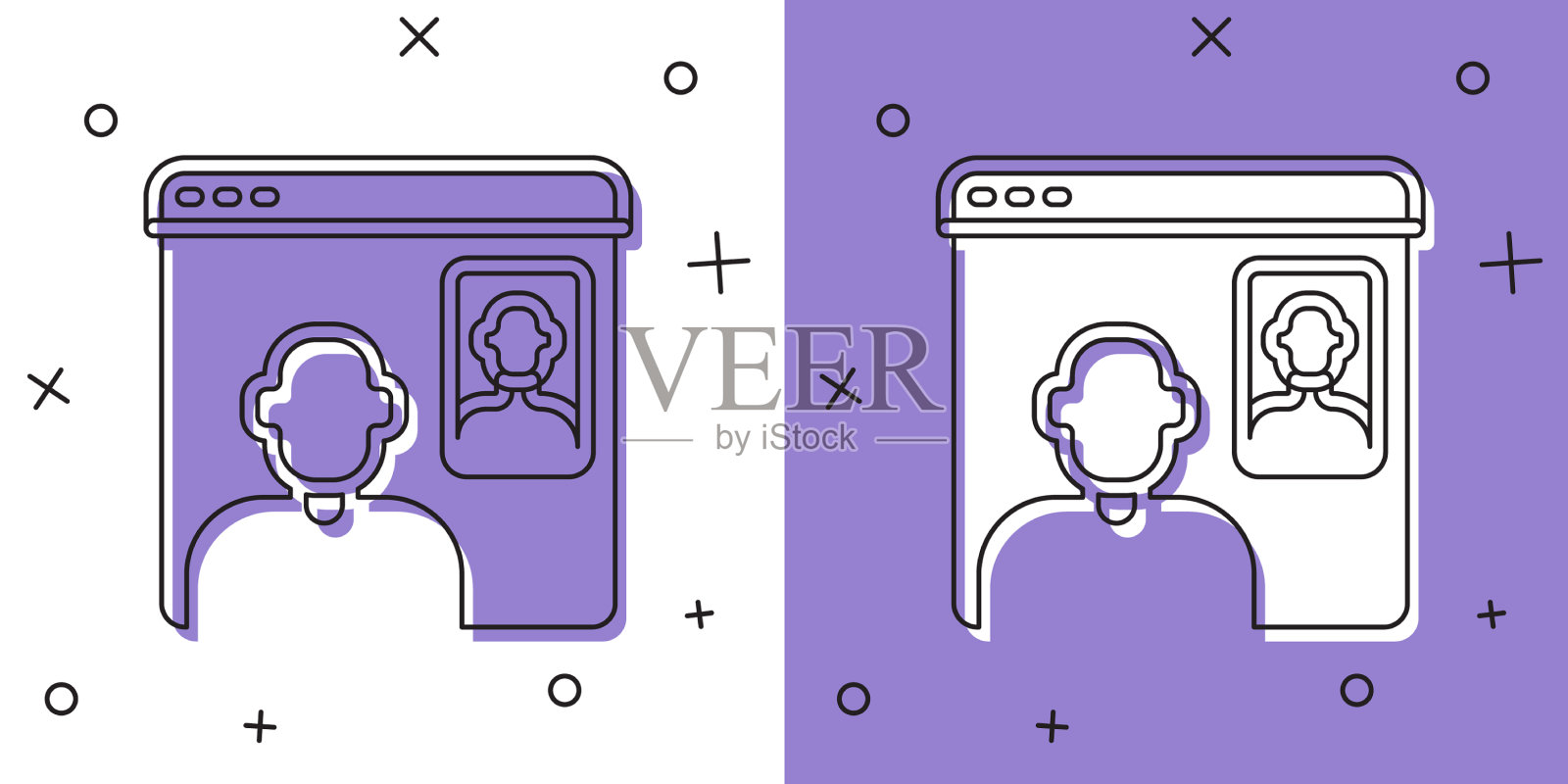 设置视频聊天会议图标隔离白色插画图片素材