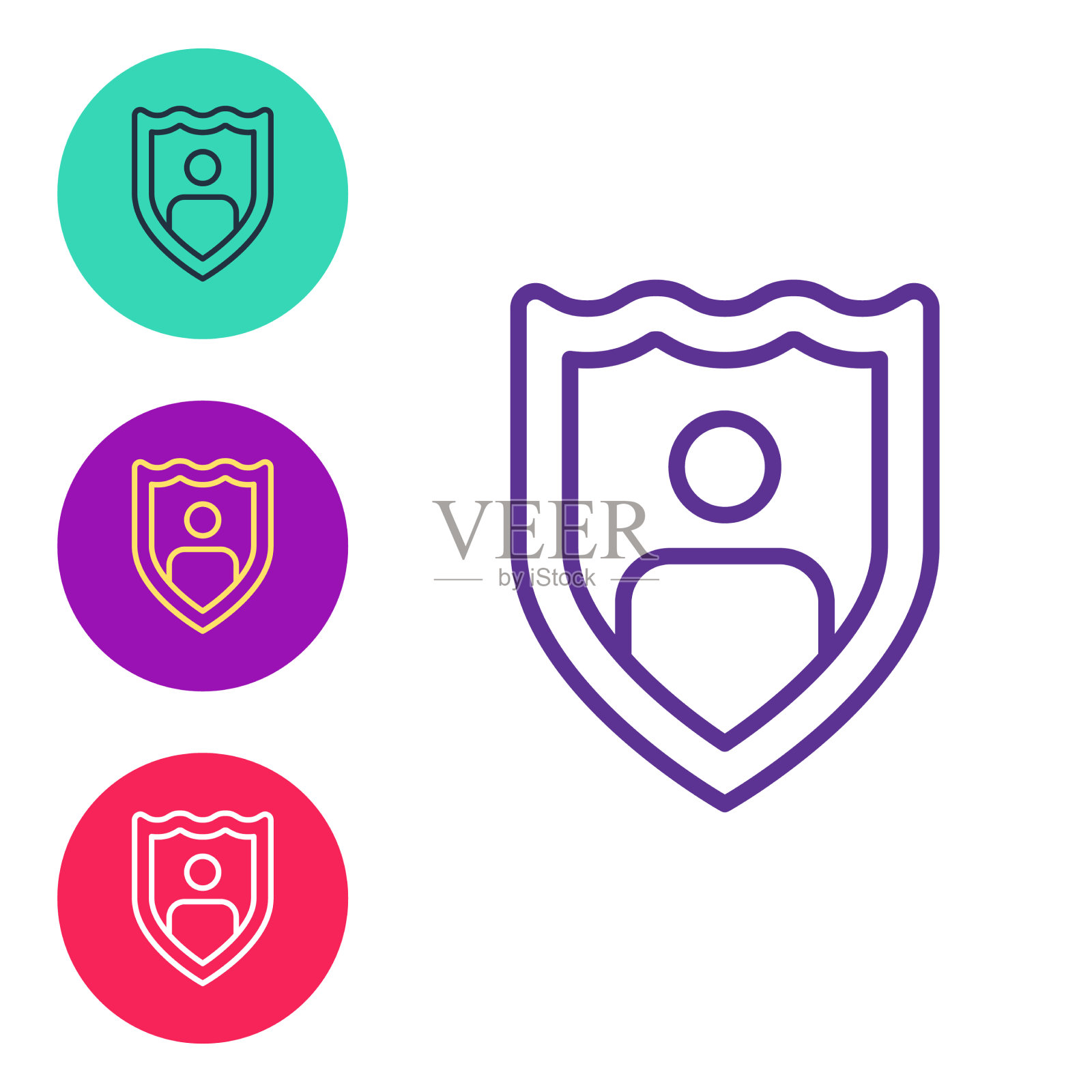 设线人寿保险与盾图标隔离图标素材