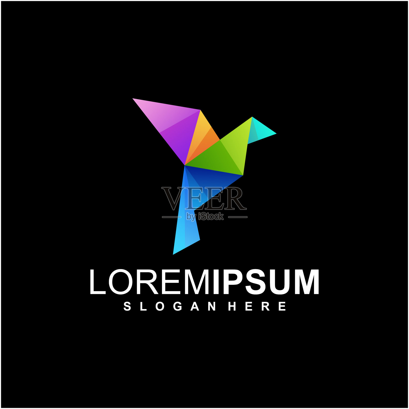 标志折纸鸟梯度彩色插画图片素材