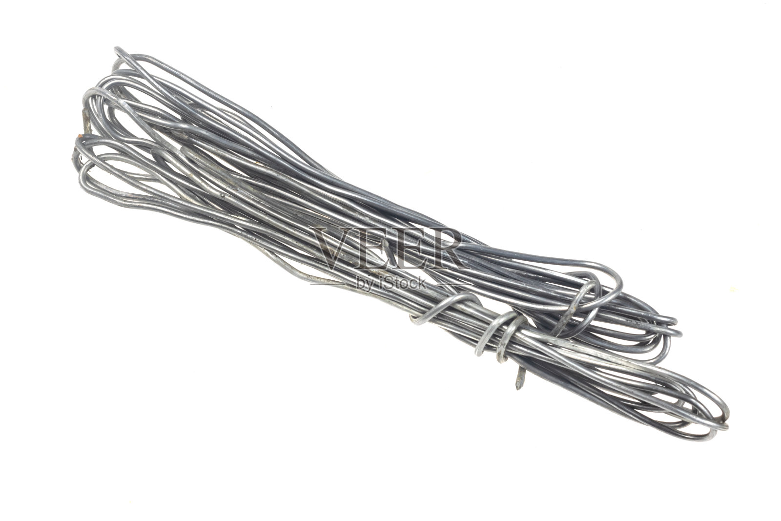 白色隔离背景上的铝线照片摄影图片