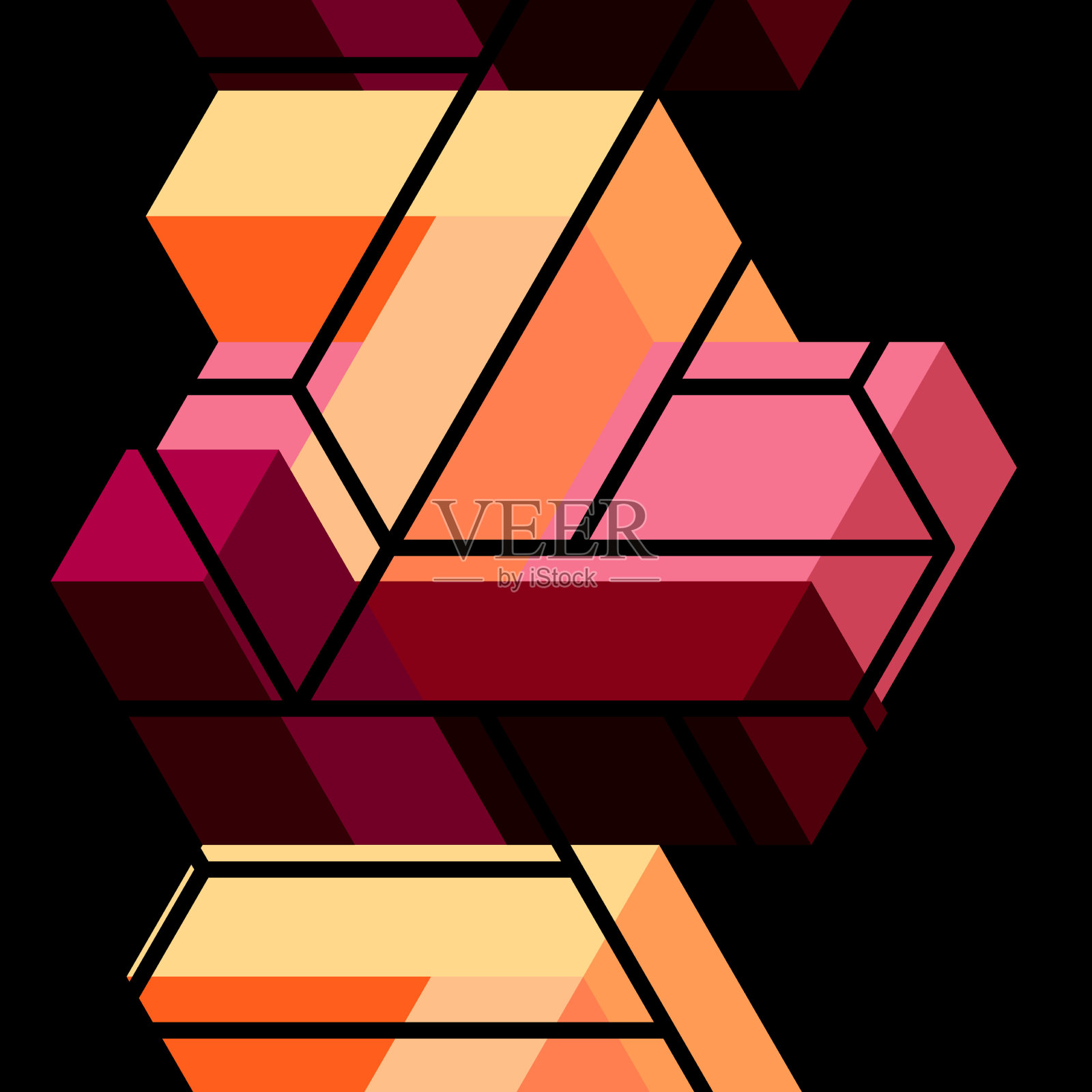 抽象背景三维立方体和立方体元素插画图片素材