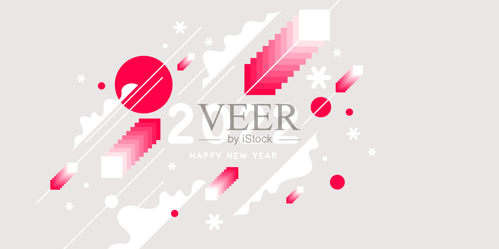 背景上写着“2022年新年快乐”。矢量插图在平坦的风格。插画图片素材