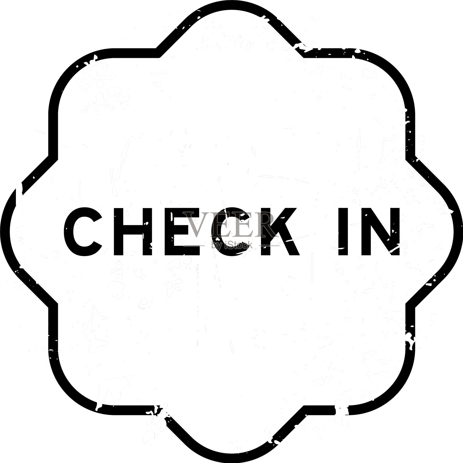 垃圾黑色检查字橡胶密封邮票上设计元素图片