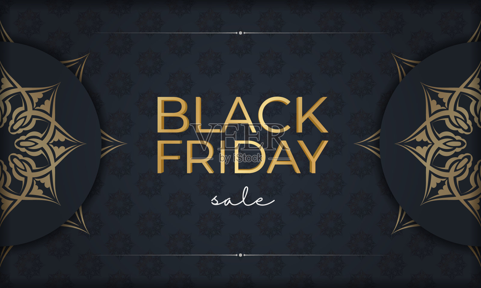 黑色星期五的庆祝广告深蓝色和抽象的金色图案插画图片素材