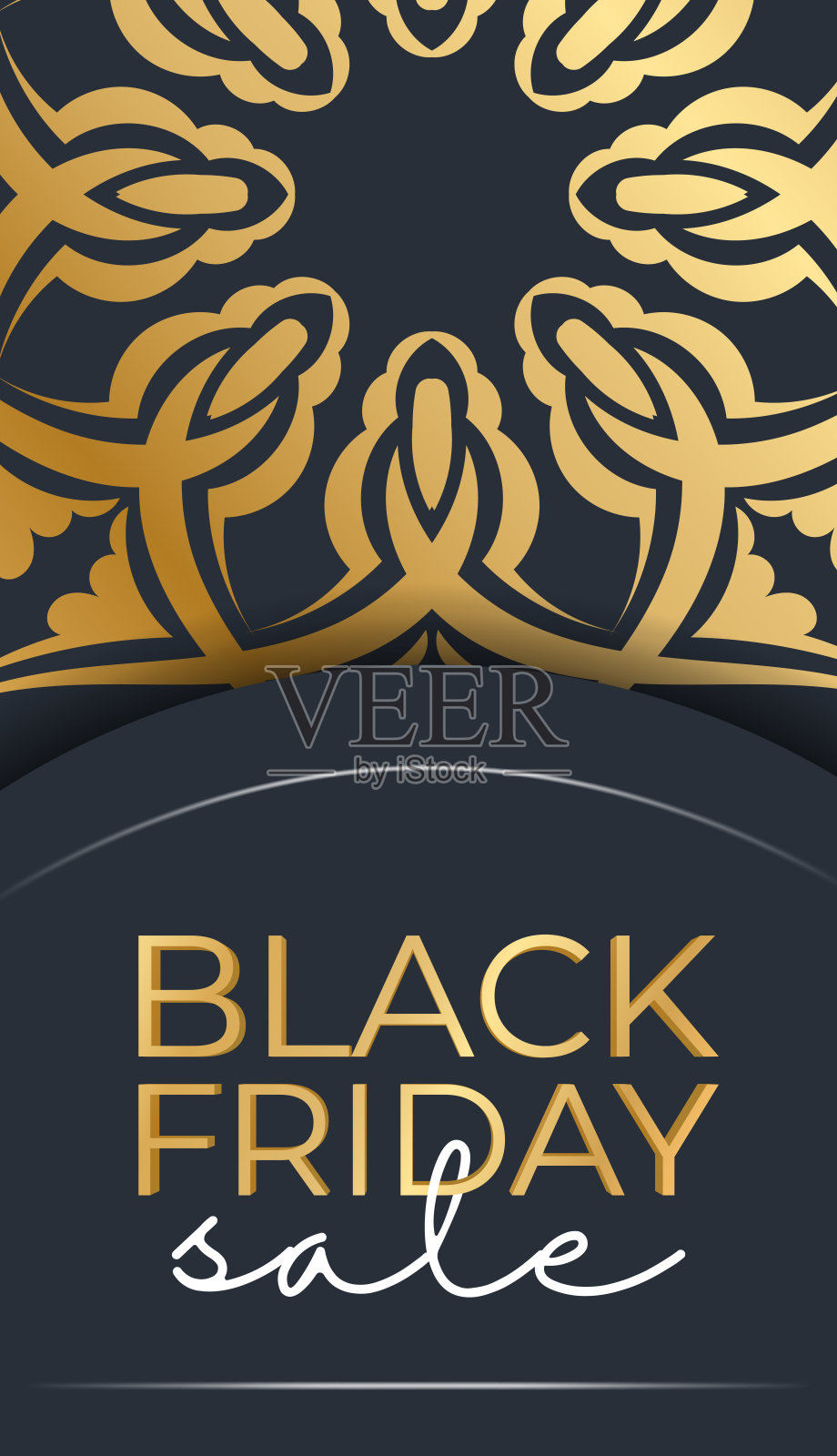 节日旗帜黑色星期五深蓝色与希腊黄金装饰插画图片素材