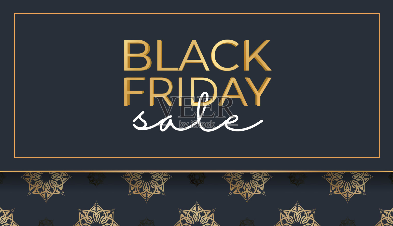 黑色星期五的节日旗帜深蓝色与抽象的金色装饰插画图片素材