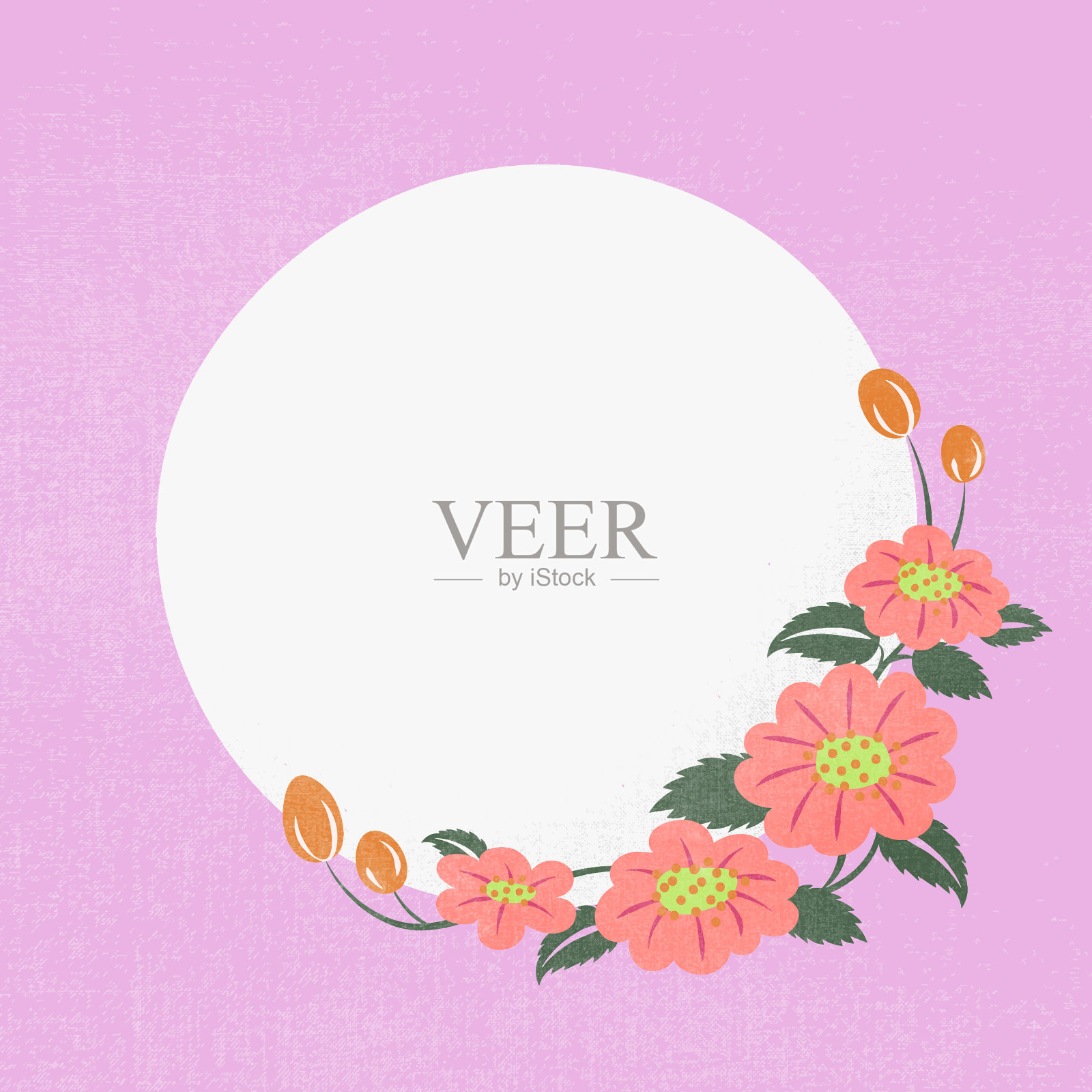 粉色花框平面设计插画图片素材