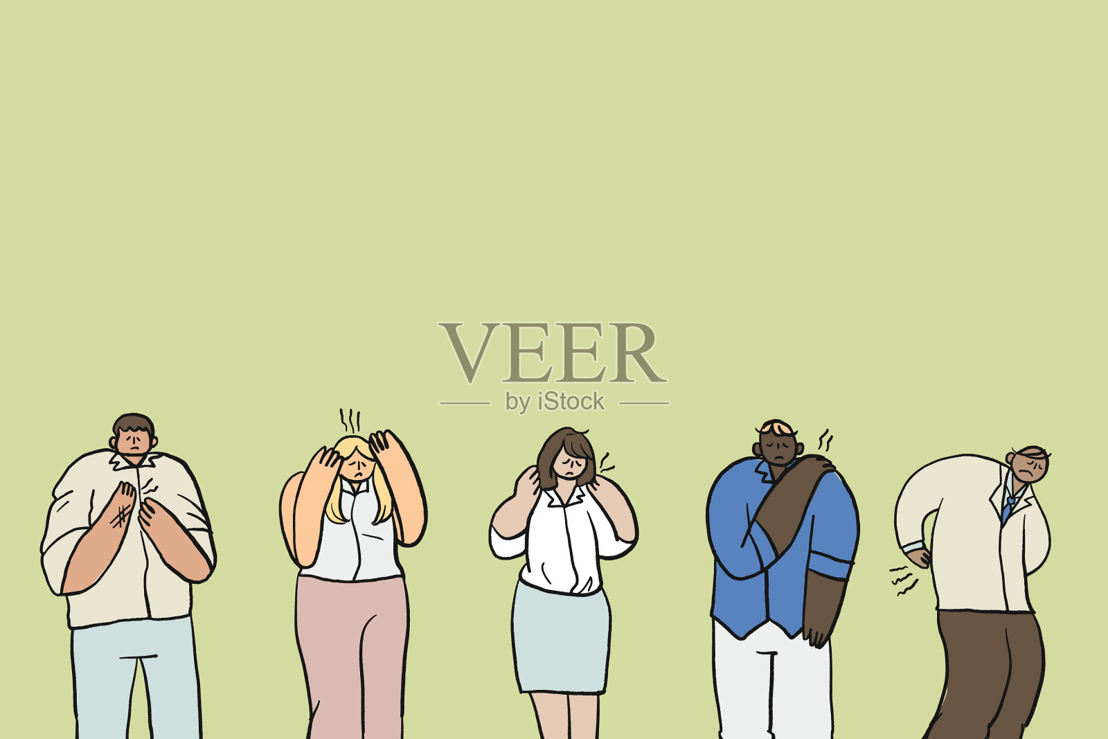 办公室综合症涂鸦手绘人物插画图片素材